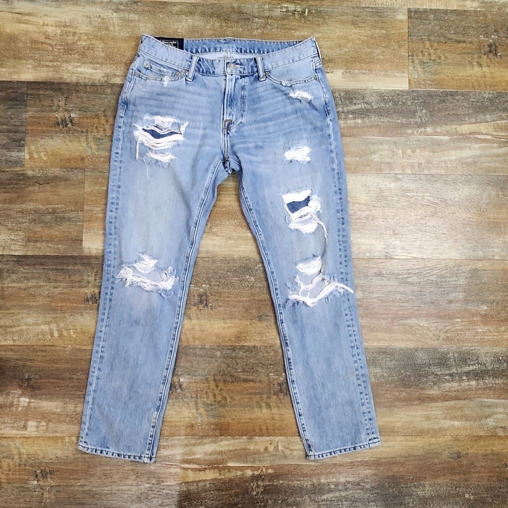 Abercrombie & Fitch Rustin Athletic Slim Mens Destroyed Wash Jeans Size 30/30
